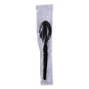 Heavyweight Wrapped Polystyrene Cutlery, Spoon, Plastic, Black, 1,000/Carton