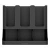 Flume Six-Section Upright Coffee Condiment/Cup Organizer, 11.5 x 6.5 x 15, Black