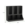 Flume Six-Section Upright Coffee Condiment/Cup Organizer, 11.5 x 6.5 x 15, Black