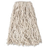 Non-Launderable Economy Cut-End Cotton Wet Mop Head, 20 Oz, 1" Band, White, 12/Carton