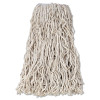 Non-Launderable Economy Cut-End Cotton Wet Mop Head, 24 Oz, 1" Band, White, 12/Carton