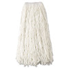 Non-Launderable Economy Cut-End Rayon Mop Head, 24 Oz, 1" Band, White, 12/Carton