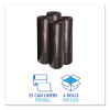 Low-Density Waste Can Liners, 56 Gal, 0.6 Mil, 43" x 47", Black, Perforated Roll, 25 Bags/Roll, 4 Rolls/Carton