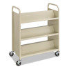 Steel Double-Sided Book Cart, Metal, 6 Shelves, 300 Lb Capacity, 36" x 18.5" x 43.5", Sand