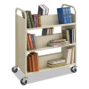 Steel Double-Sided Book Cart, Metal, 6 Shelves, 300 Lb Capacity, 36" x 18.5" x 43.5", Sand