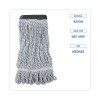 Floor Finish Mop Head, Wide, Rayon/Polyester, Medium, White/Blue Stripes, 12/Carton