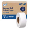 Essential Jrt Jumbo Roll Bathroom Tissue, Septic Safe, 2-Ply, 3.55" x 1,000 Ft, White, 4 Rolls/Carton