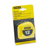 Power Return Tape Measure With Belt Clip, 0.5 x 12 Ft, Yellow