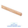 Tapered End Broom Handle, Lacquered Wood, 1.13" Dia x 54", Natural