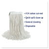 Cut-End Wet Mop Head, Cotton, #24, White