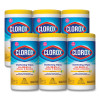 Disinfecting Wipes, Bleach Free Cleaning Wipes, 1-Ply, 7 x 7.75, Crisp Lemon, White, 75/Canister, 6 Canisters/Carton