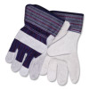 Men's Split Leather Palm Gloves, Gunn Cut, Wing Thumb, Large, Gray, Dozen
