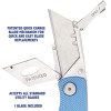Sheffield Folding Lockback Knife, 1 Utility Blade, 2" Blade, 3.5" Aluminum Handle, Blue