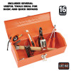 16-Piece Light-Duty Office Tool Kit, Metal Box, Red