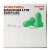 Maximum Lite Single-Use Earplugs, Corded, 30 Db Nrr, One Size Fits Most, Green Bell/T-Shaped Plugs, 100/Box