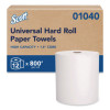 Essential Hard Roll Towels For Business, Absorbency Pockets, 1-Ply, 8" x 800 Ft, 1.5" Core, White, 12 Rolls/Carton