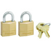 Three-Pin Brass Tumbler Locks, 0.75" Wide, 2 Locks And 2 Keys, 2/Pack