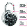Combination Lock, Stainless Steel, 1.87" Wide, Silver