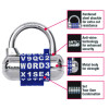 Password Plus Combination Lock, Hardened Steel Shackle, 2.5" Wide, Chrome/Assorted