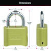 Resettable Combination Padlock, 2" Wide, Brass