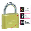 Resettable Combination Padlock, 2" Wide, Brass