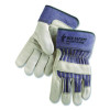 Mustang Leather Palm Gloves, Gunn Cut, Wing Thumb, X-Large, Blue/Cream, 12 Pairs