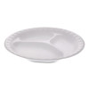 Placesetter Satin Non-Laminated Foam Dinnerware, 3-Compartment Plate, 9" Dia, White, 500/Carton