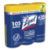Disinfecting Wipes, 1-Ply, 7 x 7.25, Lemon And Lime Blossom, White, 35 Wipes/Canister, 3 Canisters/Pack