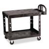 Flat Shelf Utility Cart, Plastic, 2 Shelves, 500 Lb Capacity, 25.25" x 44" x 38.13", Black