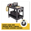 Flat Shelf Utility Cart, Plastic, 2 Shelves, 500 Lb Capacity, 25.25" x 44" x 38.13", Black
