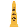 Multilingual Wet Floor Safety Cone, 12.25 x 12.25 x 36, Yellow