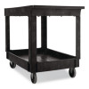 Heavy-Duty Flat-Handle Maintenance/Utility Cart, Plastic, 2 Shelves, 500 Lb Capacity, 24" x 40" x 31.25", Black