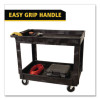 Heavy-Duty Flat-Handle Maintenance/Utility Cart, Plastic, 2 Shelves, 500 Lb Capacity, 24" x 40" x 31.25", Black