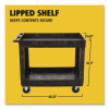 Heavy-Duty Flat-Handle Maintenance/Utility Cart, Plastic, 2 Shelves, 500 Lb Capacity, 24" x 40" x 31.25", Black