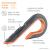 Box Cutters, Double Sided, Replaceable, 1.29" Carbon Steel Blade, 7" Nylon Handle, Gray/Orange