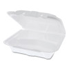 Vented Foam Hinged Lid Container, Dual Tab Lock, 3 Compartments, 8.4 x 8 x 3, White, 150/Carton