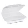 Vented Foam Hinged Lid Container, Dual Tab Lock, 3 Compartments, 8.4 x 8 x 3, White, 150/Carton