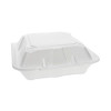Vented Foam Hinged Lid Container, Dual Tab Lock, 3 Compartments, 9.1 x 9 x 3.3, White, 150/Carton