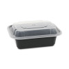Newspring Versatainer Microwavable Containers, 12 Oz, 4.5 x 5.5 x 1.75, Black/Clear, Plastic, 150/Carton