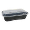 Earthchoice Versa2Go Microwaveable Container, 36 Oz, 8.4 x 5.6 x 2, Black/Clear, Plastic, 150/Carton