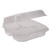 Clearview Smartlock Hinged Lid Container, 3 Compartments, 5 Oz/14 Oz, 8.2 x 8.3 x 2,9, Clear, Plastic, 200/Carton