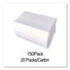 Dinner Napkins, 2-Ply, 14.5 x 16.5, White, 150/Pack, 20 Packs/Carton