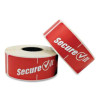 Secureit Tamper Evident Food Container Seals, 1 x 3, Red, Paper, 250/Roll, 2 Rolls/Pack