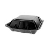 Vented Foam Hinged Lid Container, Dual Tab Lock, 9.1 x 9 x 3.3, Black, 150/Carton