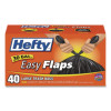Easy Flaps Trash Bags, Tie-Flap, 30 Gal, 0.85 Mil, 30" x 33", Black, 40 Bags/Box, 6 Boxes/Carton