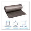 Low-Density Waste Can Liners, 60 Gal, 0.95 Mil, 38" x 58", Gray, Perforated Roll, 25 Bags/Roll, 4 Rolls/Carton