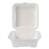 Vanguard Renewable And Compostable Sugarcane Clamshells, 6 X 6 X 3, White, 500/Carton