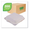 Vanguard Renewable And Compostable Sugarcane Clamshells, 8 x 8 x 3, White, 200/Carton