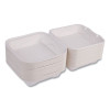 Vanguard Renewable And Compostable Sugarcane Clamshells, 8 x 8 x 3, White, 200/Carton