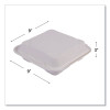 Vanguard Renewable And Compostable Sugarcane Clamshells, 3 Compartments, 9 x 9 x 3, White, 200/Carton